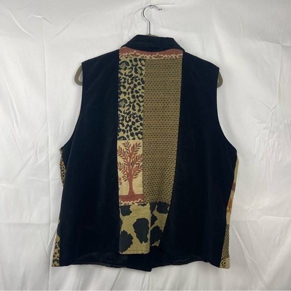 Vintage Stonebridge Patchwork Elephant Motif Button Up Art to Wear Vest Women 1X - Picture 2 of 9